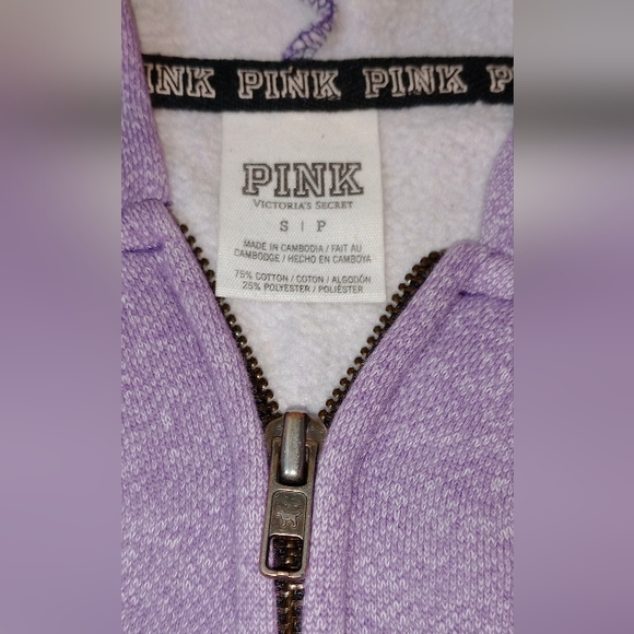 PINK VICTORIA SECRET PURPLE JACKET WITH HOOD, SIZE  SMALL - Picture 6 of 9